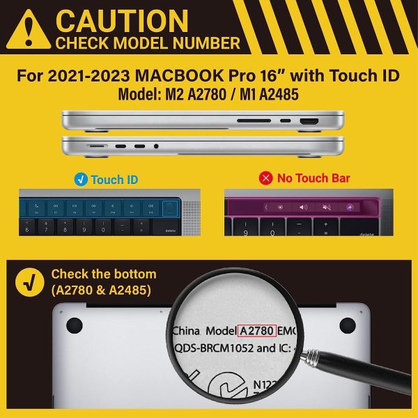Suitable for  MacBook Pro 16 inch Case 2023 2022 2021 M2 A2780 A2485 M1 Pro/Max Hard Shell Case Keyboard Cover - Image 2