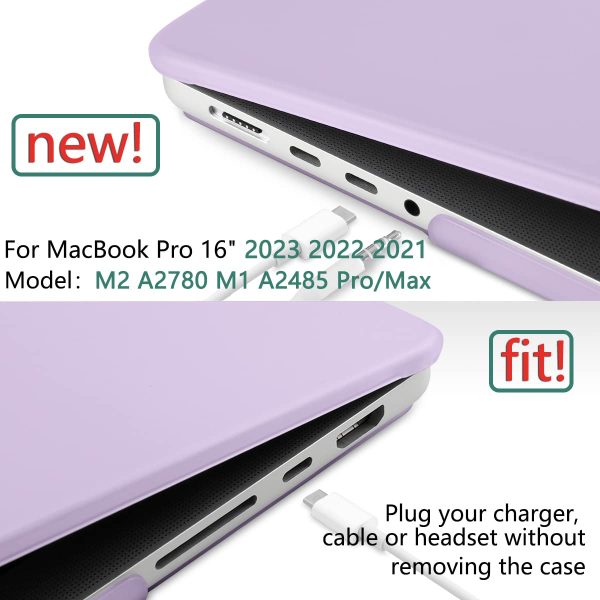 Suitable for  MacBook Pro 16 inch Case 2023 2022 2021 M2 A2780 A2485 M1 Pro/Max Hard Shell Case Keyboard Cover Purple - Image 3