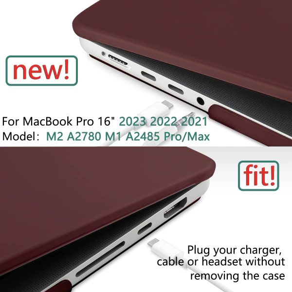 Suitable for  MacBook Pro 16 inch Case 2023 2022 2021 M2 A2780 A2485 M1 Pro/Max Hard Shell Case Keyboard Cover Wine Red - Image 2
