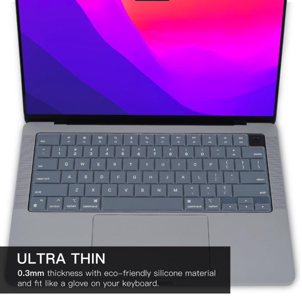 Keyboard Cover Skin For MacBook Air Pro 13 13.6 14 15.3 16 A2442 A2779 A2485 A2780 A2681 A2941 M1 M2 2021 to 2023 Grey - Image 3