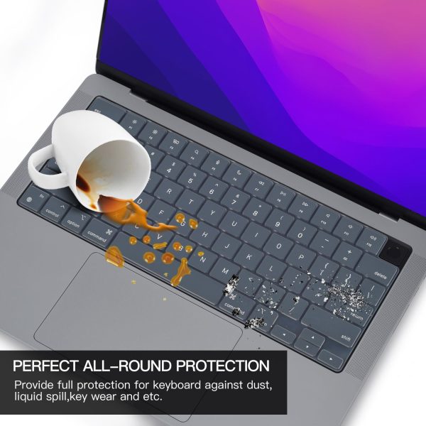 Keyboard Cover Skin For MacBook Air Pro 13 13.6 14 15.3 16 A2442 A2779 A2485 A2780 A2681 A2941 M1 M2 2021 to 2023 Grey - Image 7