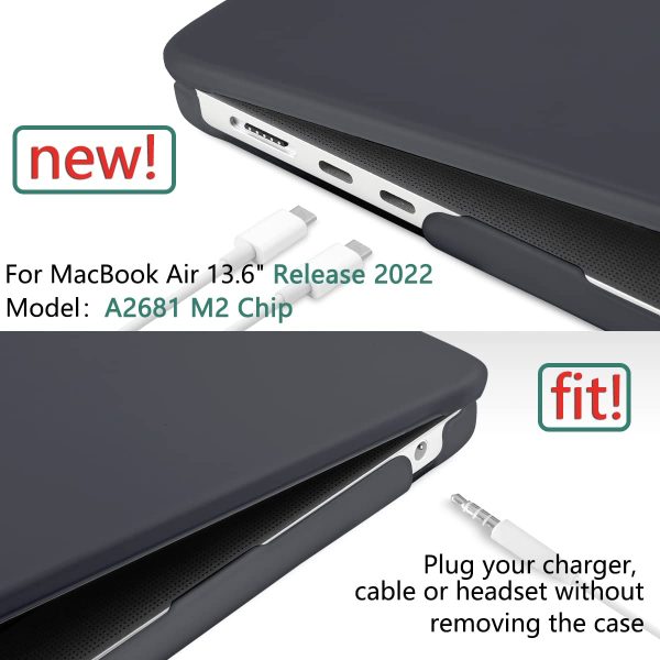 Suitable for  2023 2022 MacBook Air 13 inch case M2 Model A2681 Hard Shell Case Keyboard Cover Black - Image 4