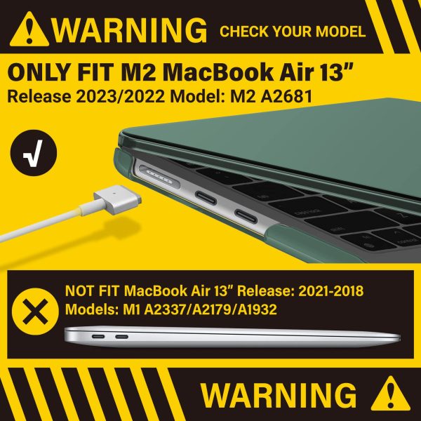 Suitable for  2023 2022 MacBook Air 13 inch case M2 Model A2681 Hard Shell Case Keyboard Cover Midnight Green - Image 2