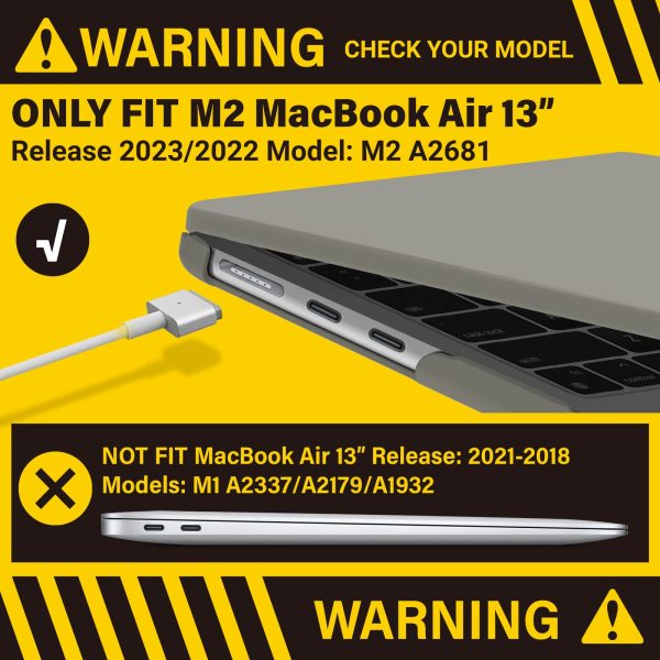 Suitable for  2023 2022 MacBook Air 13 inch case M2 Model A2681 Hard Shell Case Keyboard Cover Grey - Image 3