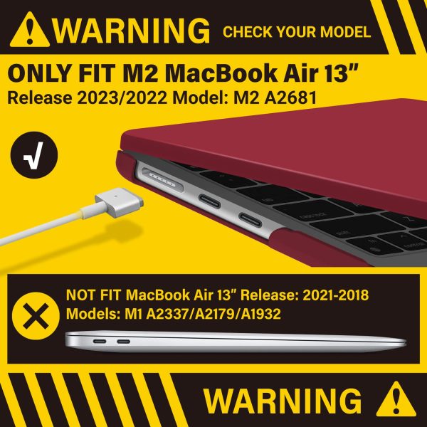 Suitable for  2023 2022 MacBook Air 13 inch case M2 Model A2681 Hard Shell Case Keyboard Cover Wine Red - Image 3