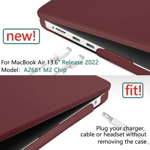 Suitable for  2023 2022 MacBook Air 13 inch case M2 Model A2681 Hard Shell Case Keyboard Cover Wine Red - Image 4