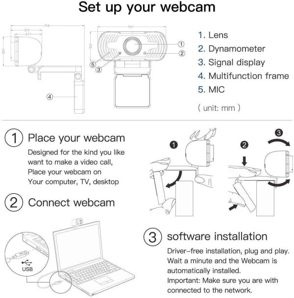 1080p HD Webcam USB Desktop Computer Laptop Camera Video Calling Built-in Mic - Image 8