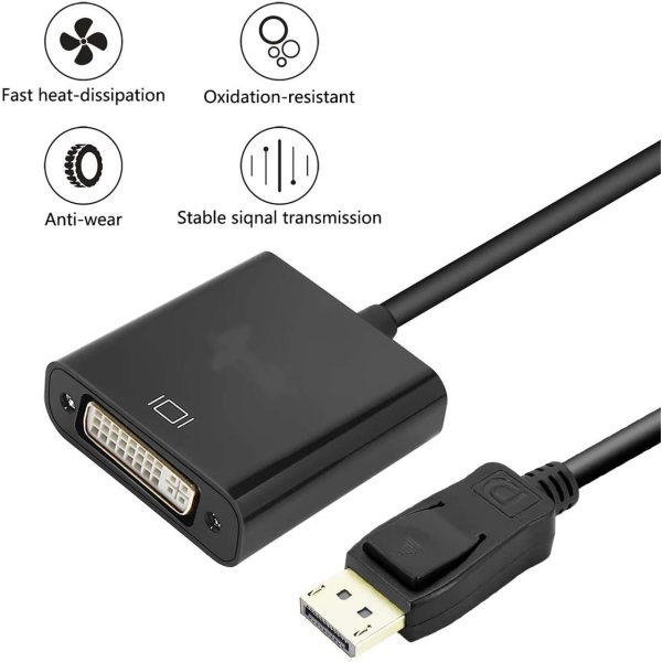 DP Display Port DisplayPort Male To DVI Female 24+5 Pin Converter Adapter Cable - Image 2