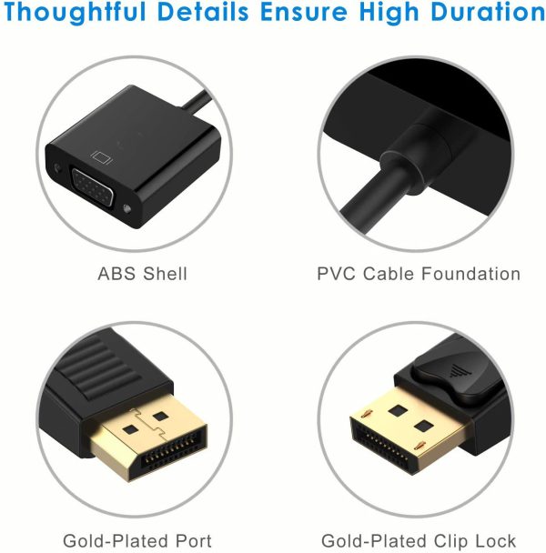 DisplayPort Male to VGA Female Gold-Plated DP Display Port to VGA Adapter - Image 3