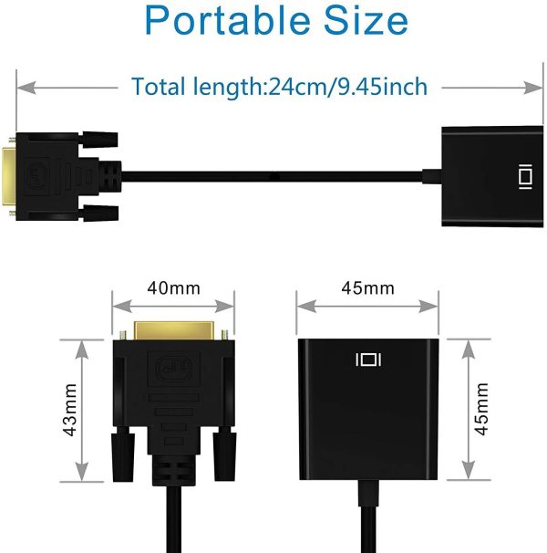 DVI to VGA Adapter,ABLEWE 1080p Active DVI-D to VGA Adapter Converter 24+1 Male to Female Adapter - Image 4