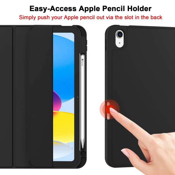 iPad 10th Case 10.9 Inch 2022 with Pencil Holder, Smart iPad Case with Soft TPU Auto Wake Sleep Black - Image 3