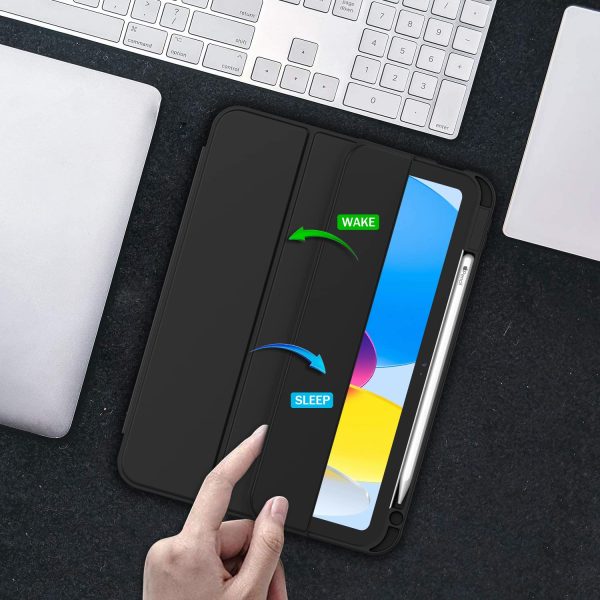 iPad 10th Case 10.9 Inch 2022 with Pencil Holder, Smart iPad Case with Soft TPU Auto Wake Sleep Black - Image 6