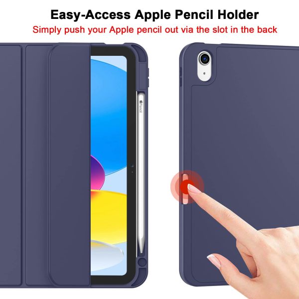 iPad 10th Case 10.9 Inch 2022 with Pencil Holder, Smart iPad Case with Soft TPU Auto Wake Sleep Dark Blue - Image 3