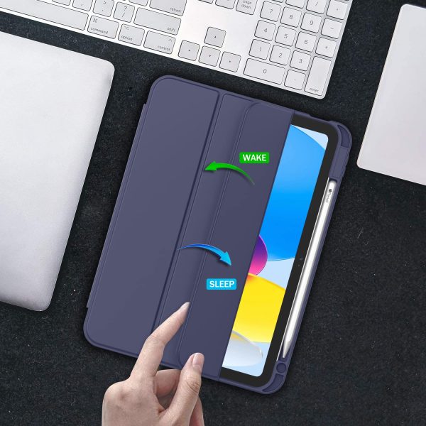 iPad 10th Case 10.9 Inch 2022 with Pencil Holder, Smart iPad Case with Soft TPU Auto Wake Sleep Dark Blue - Image 7
