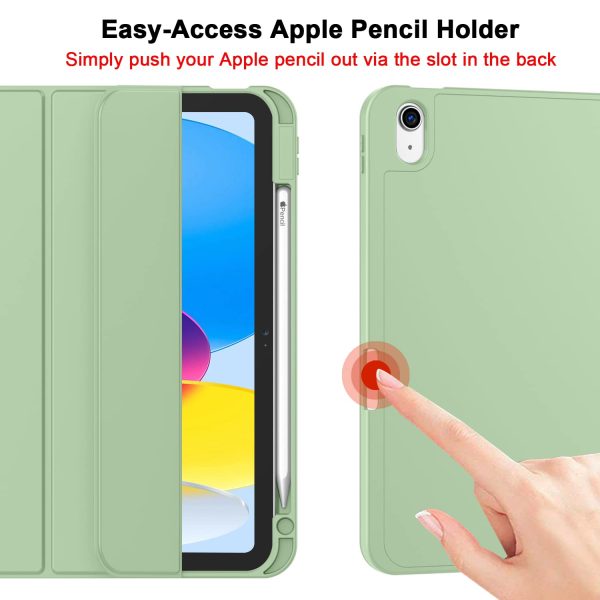 iPad 10th Case 10.9 Inch 2022 with Pencil Holder, Smart iPad Case with Soft TPU Auto Wake Sleep Green - Image 3