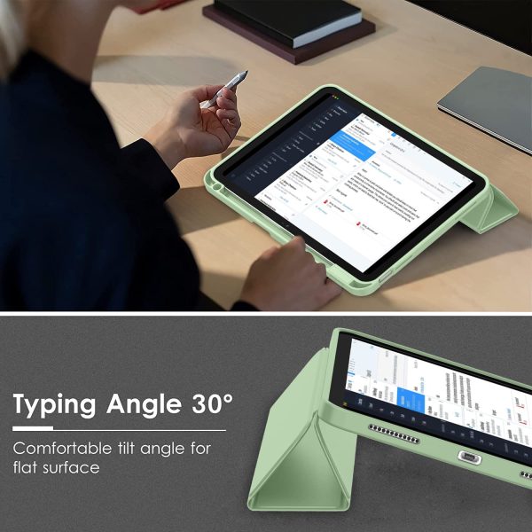 iPad 10th Case 10.9 Inch 2022 with Pencil Holder, Smart iPad Case with Soft TPU Auto Wake Sleep Green - Image 4