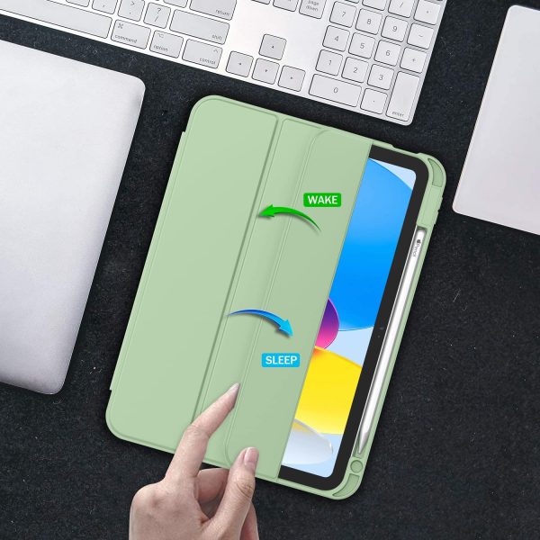 iPad 10th Case 10.9 Inch 2022 with Pencil Holder, Smart iPad Case with Soft TPU Auto Wake Sleep Green - Image 6