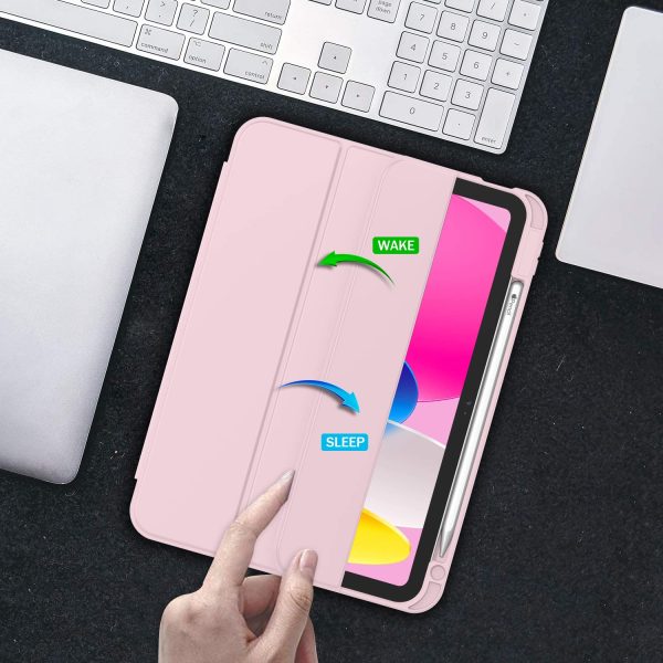 iPad 10th Case 10.9 Inch 2022 with Pencil Holder, Smart iPad Case with Soft TPU Auto Wake Sleep Pink - Image 6