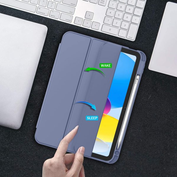 iPad 10th Case 10.9 Inch 2022 with Pencil Holder, Smart iPad Case with Soft TPU Auto Wake Sleep Lavender - Image 6