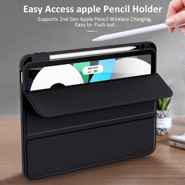 iPad 10th Case 10.9 Inch 2022 with Pencil Holder, Smart iPad Clear Case with Soft TPU Auto Wake Sleep Black - Image 4