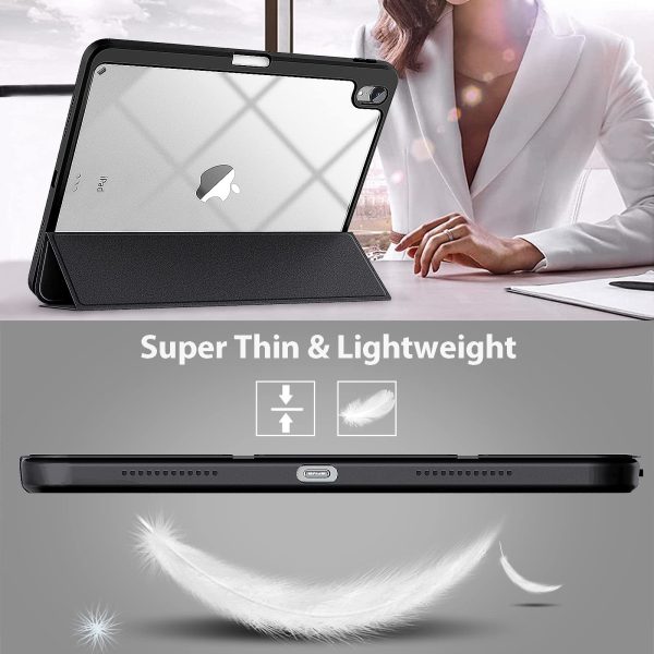 iPad 10th Case 10.9 Inch 2022 with Pencil Holder, Smart iPad Clear Case with Soft TPU Auto Wake Sleep Black - Image 6