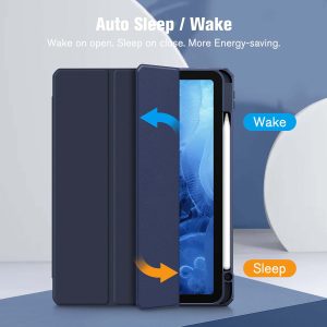 iPad 10th Case 10.9 Inch 2022 with Pencil Holder, Smart iPad Clear Case with Soft TPU Auto Wake Sleep Dark Blue - Image 4
