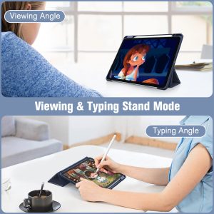 iPad 10th Case 10.9 Inch 2022 with Pencil Holder, Smart iPad Clear Case with Soft TPU Auto Wake Sleep Dark Blue - Image 5