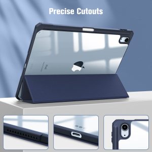 iPad 10th Case 10.9 Inch 2022 with Pencil Holder, Smart iPad Clear Case with Soft TPU Auto Wake Sleep Dark Blue - Image 8