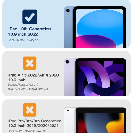 iPad 10th Case 10.9 Inch 2022 with Pencil Holder, Smart iPad Clear Case with Soft TPU Auto Wake Sleep Dark Blue - Image 9