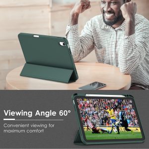 iPad 10th Case 10.9 Inch 2022 with Pencil Holder, Smart iPad Clear Case with Soft TPU Auto Wake Sleep Dark Green - Image 5