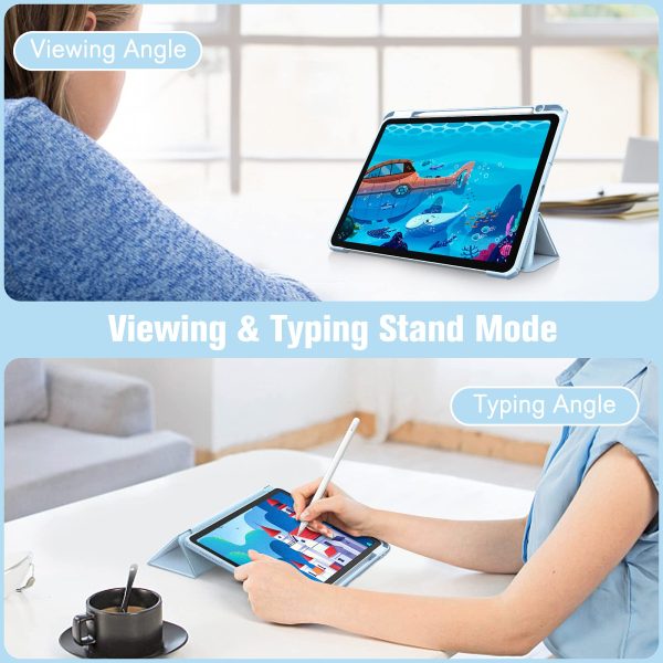 iPad 10th Case 10.9 Inch 2022 with Pencil Holder, Smart iPad Clear Case with Soft TPU Auto Wake Sleep Sky Blue - Image 3