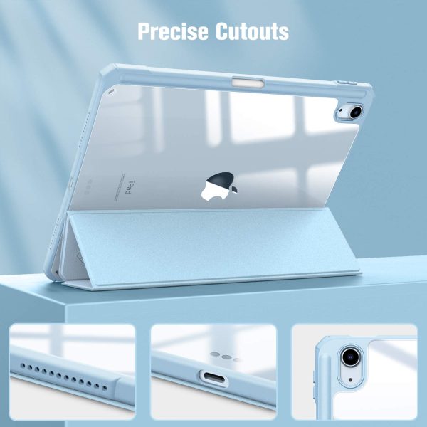iPad 10th Case 10.9 Inch 2022 with Pencil Holder, Smart iPad Clear Case with Soft TPU Auto Wake Sleep Sky Blue - Image 6