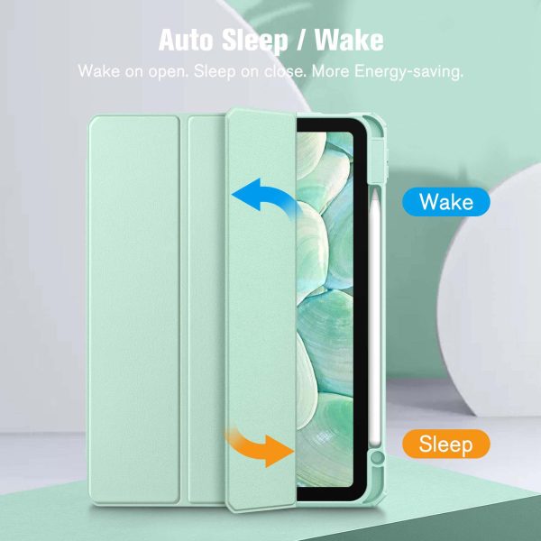 iPad 10th Case 10.9 Inch 2022 with Pencil Holder, Smart iPad Clear Case with Soft TPU Auto Wake Sleep Green - Image 4