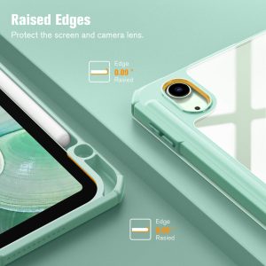 iPad 10th Case 10.9 Inch 2022 with Pencil Holder, Smart iPad Clear Case with Soft TPU Auto Wake Sleep Green - Image 8