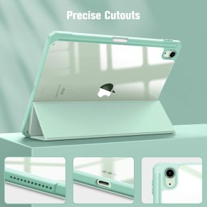 iPad 10th Case 10.9 Inch 2022 with Pencil Holder, Smart iPad Clear Case with Soft TPU Auto Wake Sleep Green - Image 9