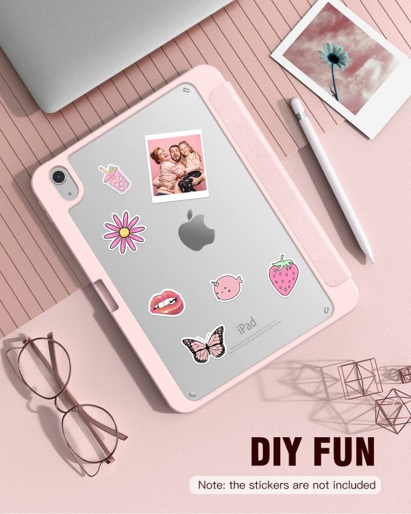 iPad 10th Case 10.9 Inch 2022 with Pencil Holder, Smart iPad Clear Case with Soft TPU Auto Wake Sleep Pink - Image 9