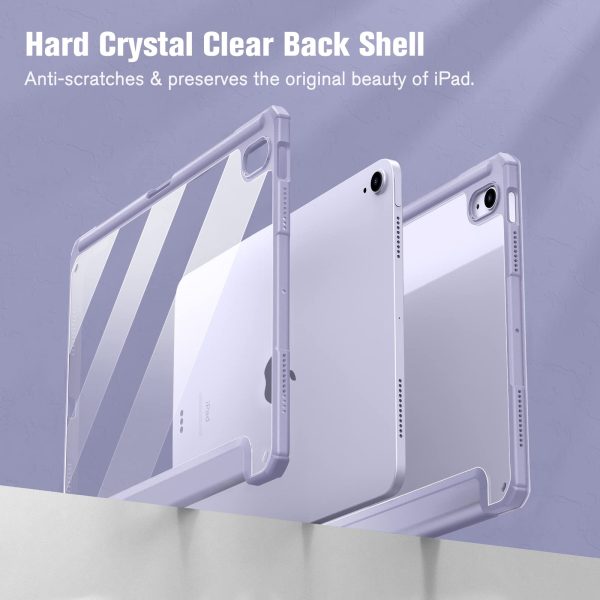 iPad 10th Case 10.9 Inch 2022 with Pencil Holder, Smart iPad Clear Case with Soft TPU Auto Wake Sleep Lavender - Image 5