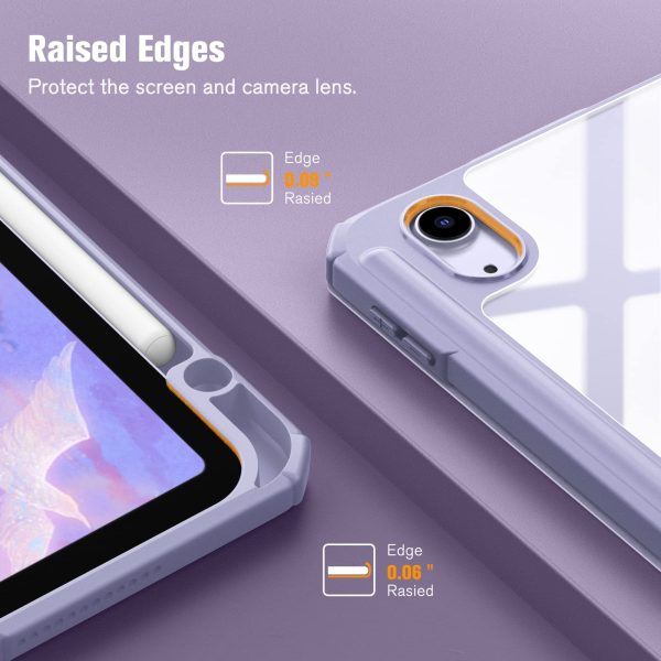 iPad 10th Case 10.9 Inch 2022 with Pencil Holder, Smart iPad Clear Case with Soft TPU Auto Wake Sleep Lavender - Image 7