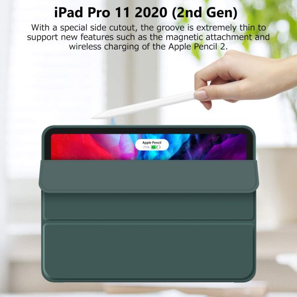 iPad Pro 11 Inch 2020 Soft Tpu Smart Premium Case Auto Sleep Wake Stand Cover Pencil holder Dark Green - Image 2