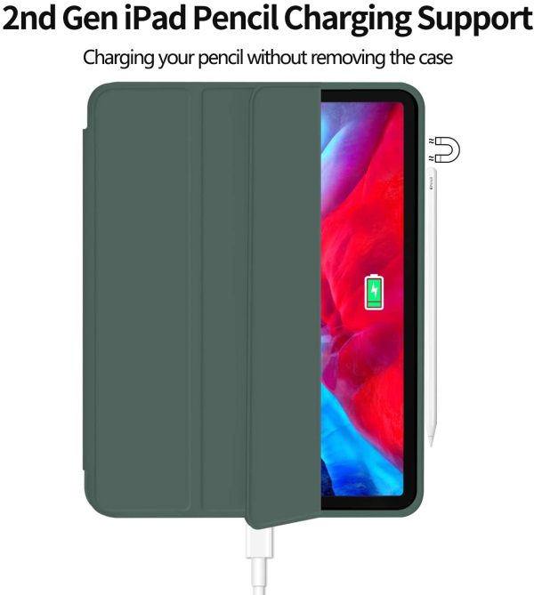 iPad Pro 11 Inch 2020 Soft Tpu Smart Premium Case Auto Sleep Wake Stand Cover Pencil holder Dark Green - Image 5