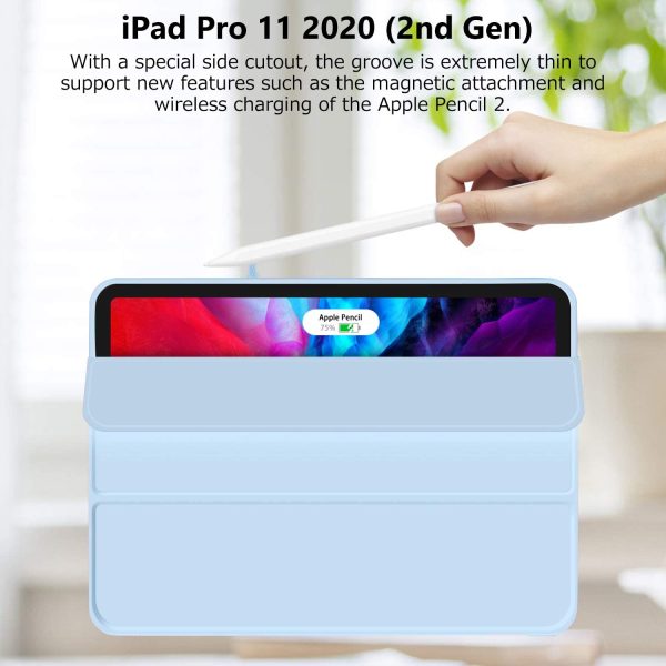 iPad Pro 11 Inch 2020 Soft Tpu Smart Premium Case Auto Sleep Wake Stand Cover Pencil holder ice blue - Image 2