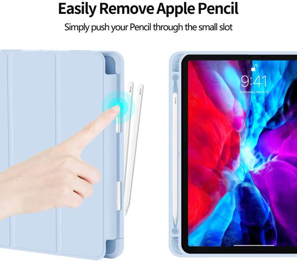 iPad Pro 11 Inch 2020 Soft Tpu Smart Premium Case Auto Sleep Wake Stand Cover Pencil holder ice blue - Image 3