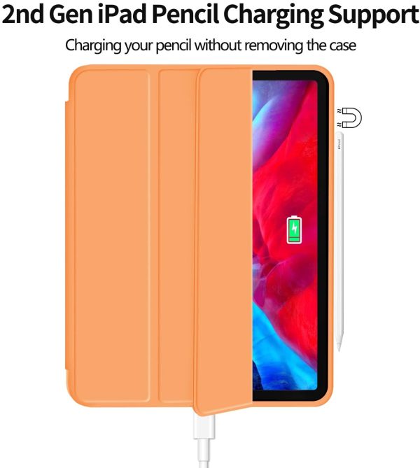 iPad Pro 11 Inch 2020 Soft Tpu Smart Premium Case Auto Sleep Wake Stand Cover Pencil holder Orange - Image 4