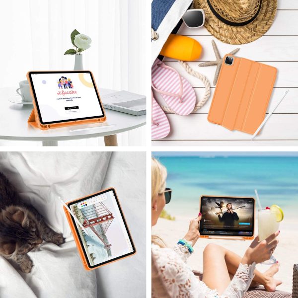 iPad Pro 11 Inch 2020 Soft Tpu Smart Premium Case Auto Sleep Wake Stand Cover Pencil holder Orange - Image 5
