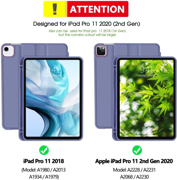iPad Pro 11 Inch 2020 Soft Tpu Smart Premium Case Auto Sleep Wake Stand Cover Pencil holder Purple - Image 7