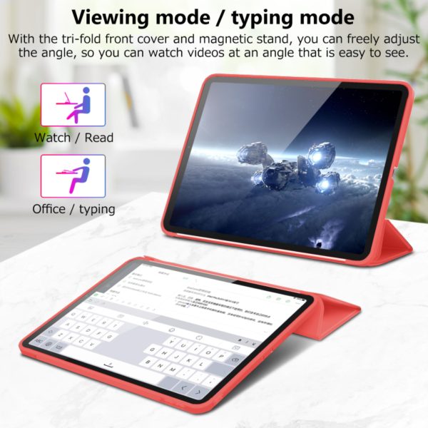 iPad Pro 11 Inch 2020 Soft Tpu Smart Premium Case Auto Sleep Wake Stand Cover Pencil holder Red - Image 3
