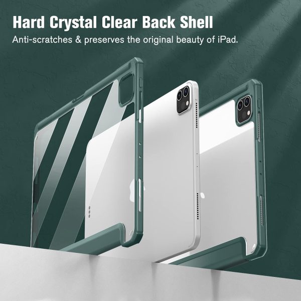 iPad Pro 11 Inch 2020-2022 Soft Tpu Smart Premium Case Auto Sleep Wake Stand Clear Cover Pencil holder Dark Green - Image 5