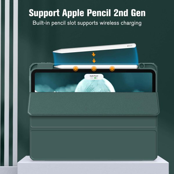 iPad Pro 11 Inch 2020-2022 Soft Tpu Smart Premium Case Auto Sleep Wake Stand Clear Cover Pencil holder Dark Green - Image 9