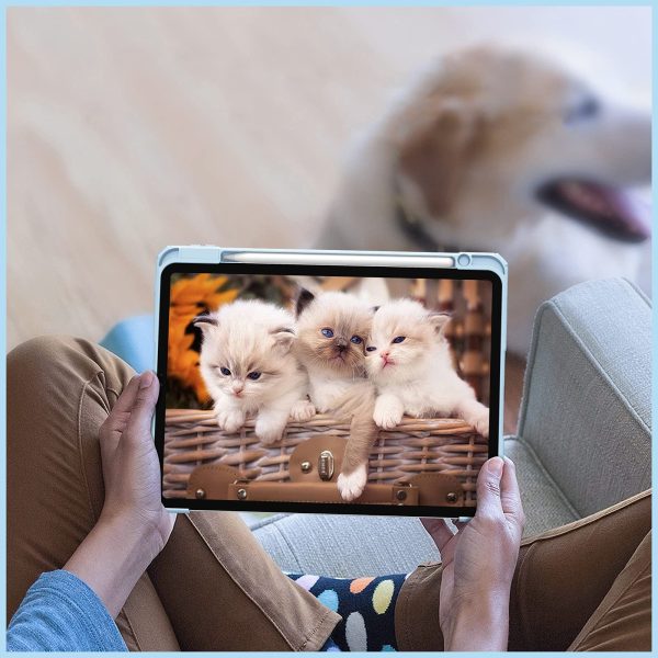 iPad Pro 11 Inch 2020-2022 Soft Tpu Smart Premium Case Auto Sleep Wake Stand Clear Cover Pencil holder ice blue - Image 6