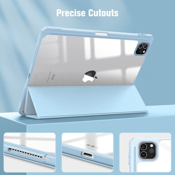 iPad Pro 11 Inch 2020-2022 Soft Tpu Smart Premium Case Auto Sleep Wake Stand Clear Cover Pencil holder ice blue - Image 7